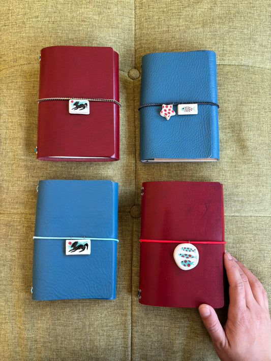 Leather Journal with Ceramic Charm